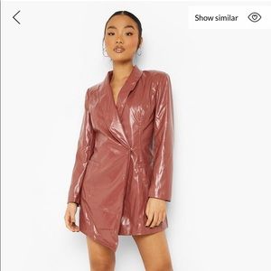 Petite wrap faux leather dress size 4